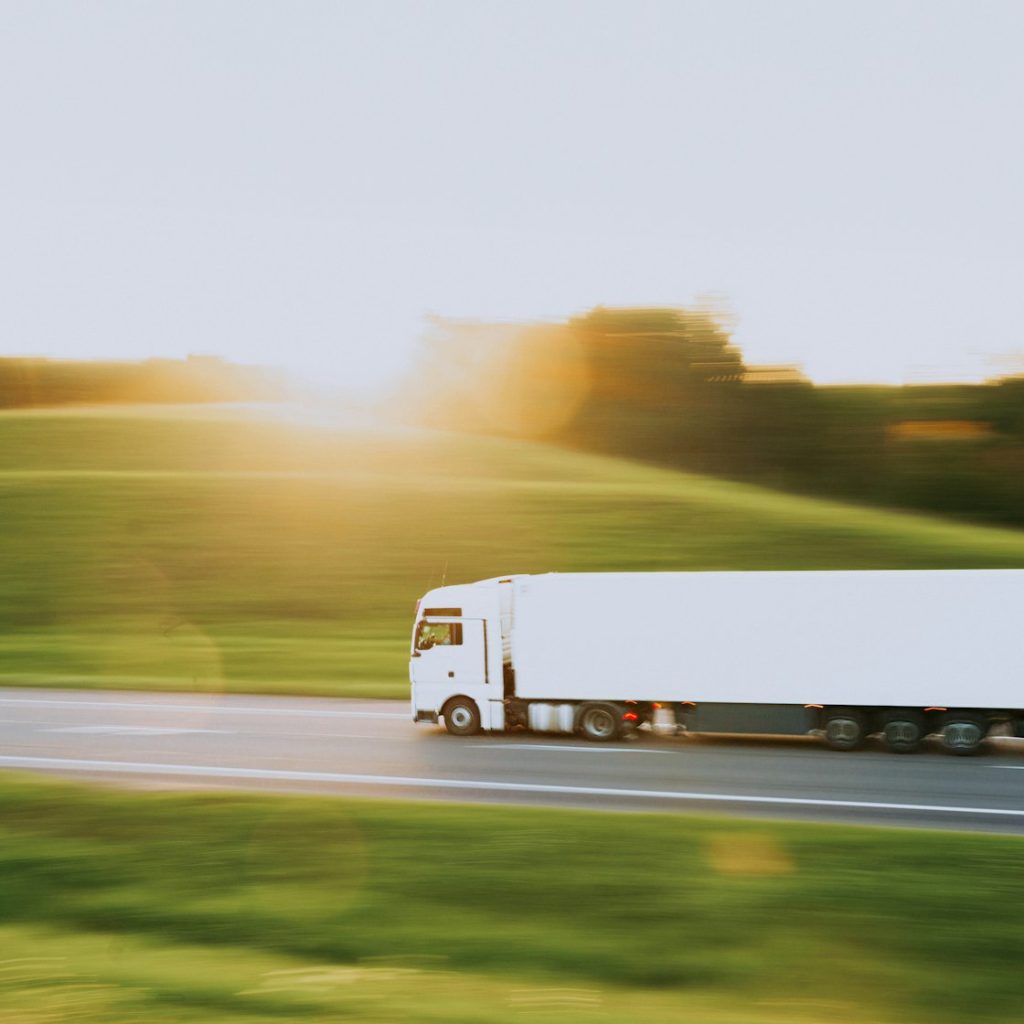 Moving truck travelling a long-distance route through Texas